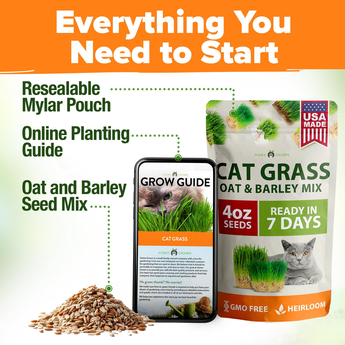 Cat Grass Seeds 4 oz Oat & Barley Mix B945