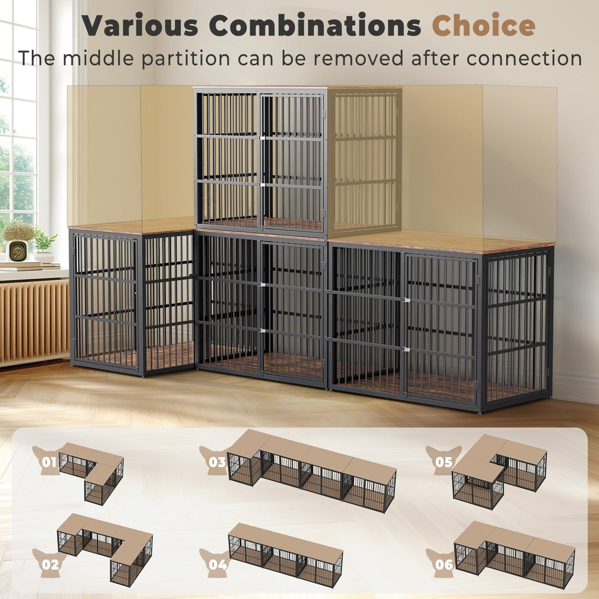 48'' XXL Dog Crate Furniture with 3 Doors U9095