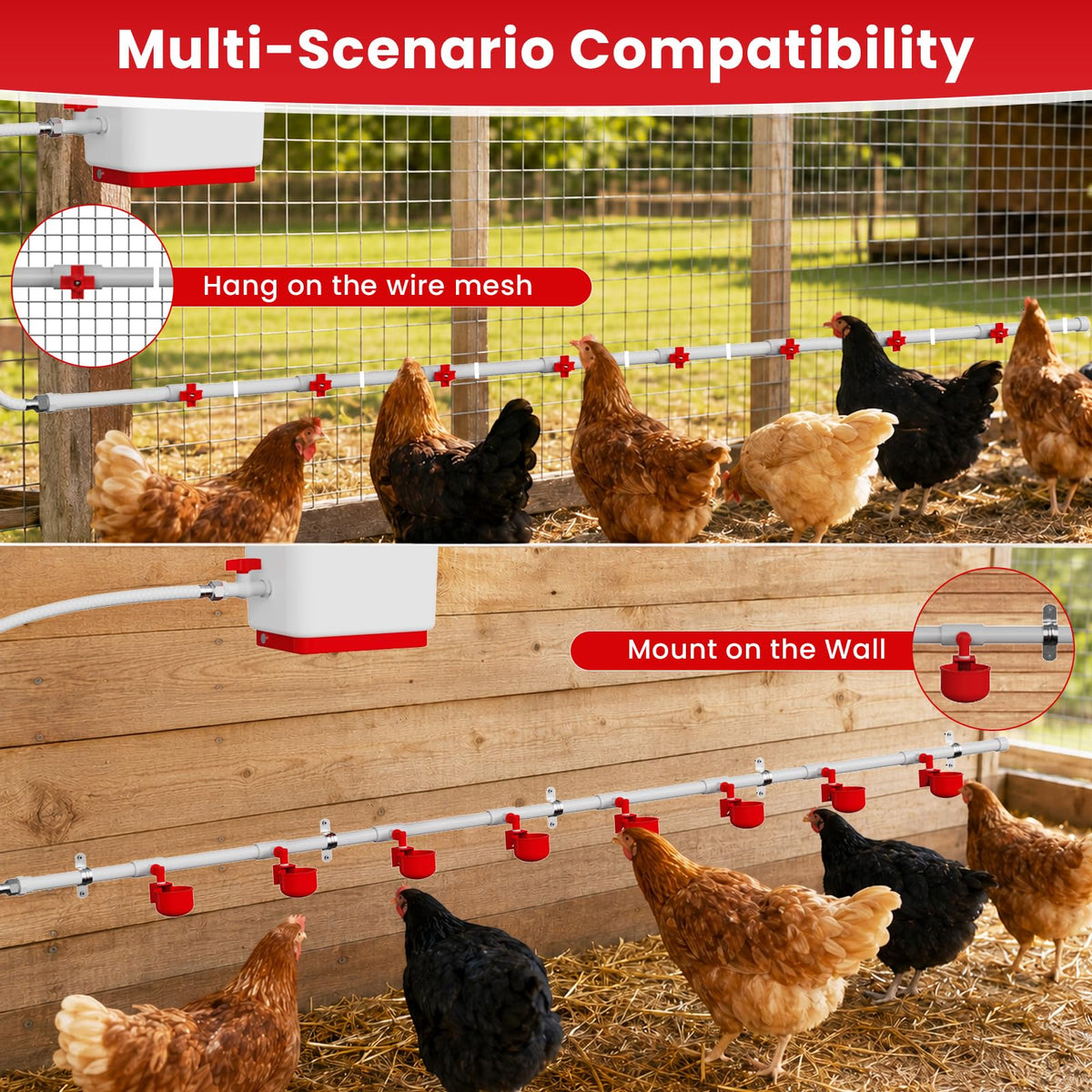 3 Gallon Automatic Chicken Waterer with 8 Cups and 8 Nipples K79864