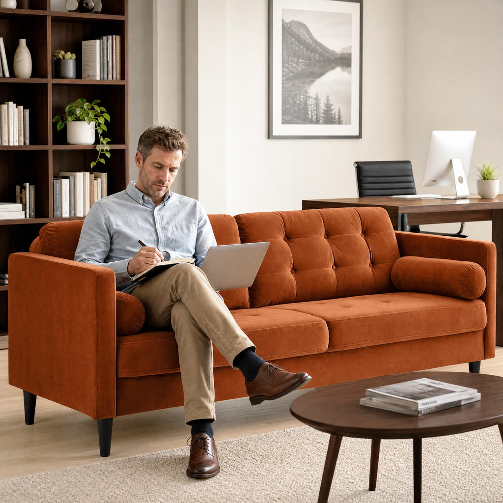 80" Velvet Sofa with Solid Wood Legs Z75651