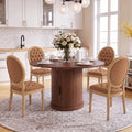 5-Piece Extendable Dining Set Walnut Table 4 PU Leather Chairs E117048