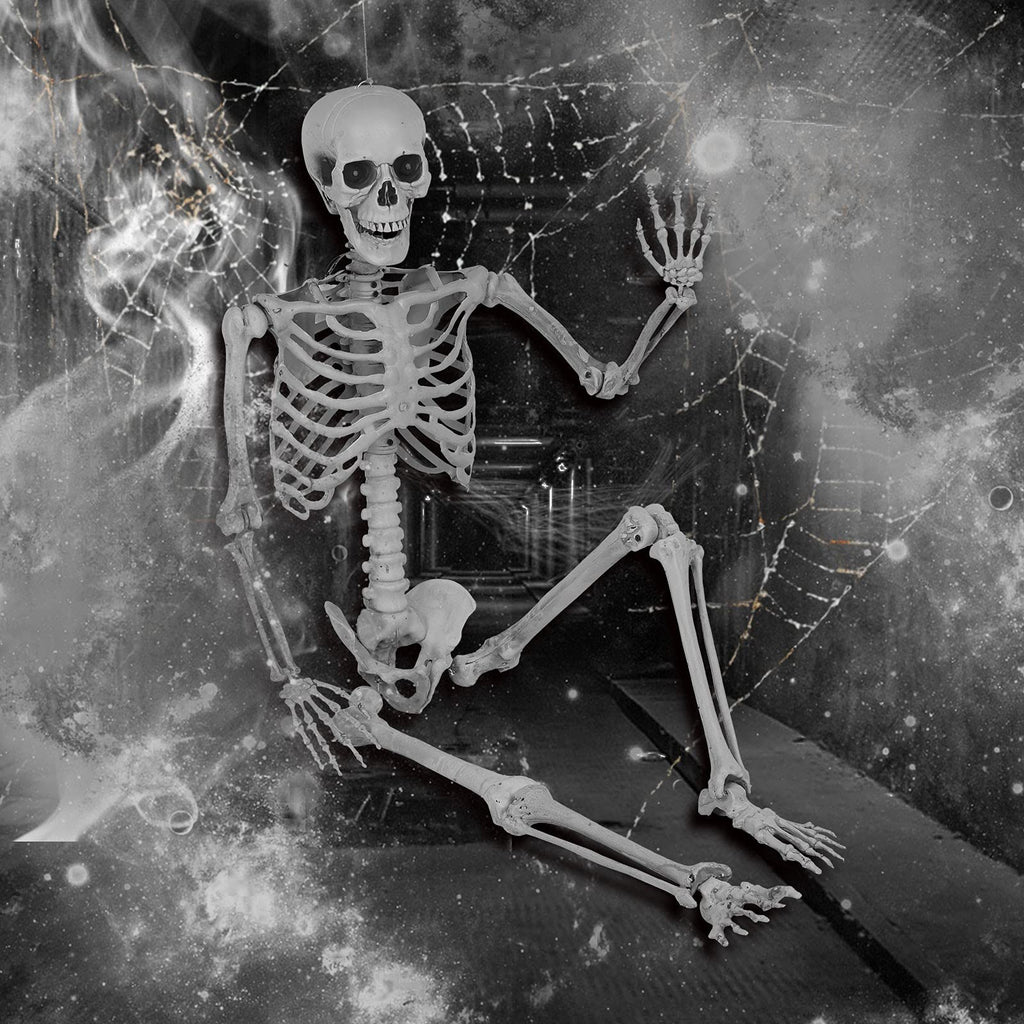 5.4 Ft Lighted Life Size Plastic Skeleton with Movable Joint Q6029