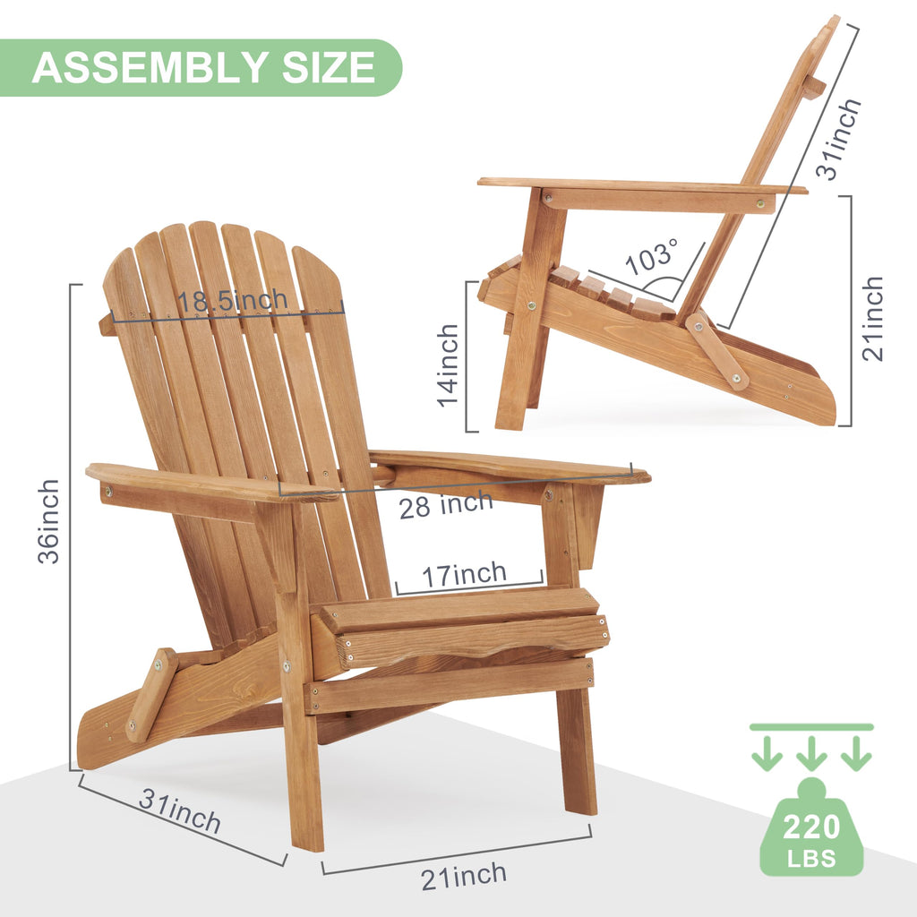 Wooden Folding Adirondack Chair Set of 2 O822