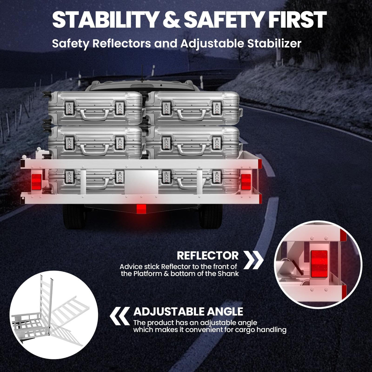 50 × 30 × 9in Aluminum Hitch Cargo Carrier X423940