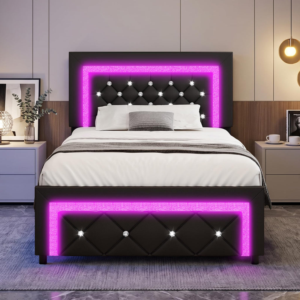 Twin Bed Frame with LED Lights M144