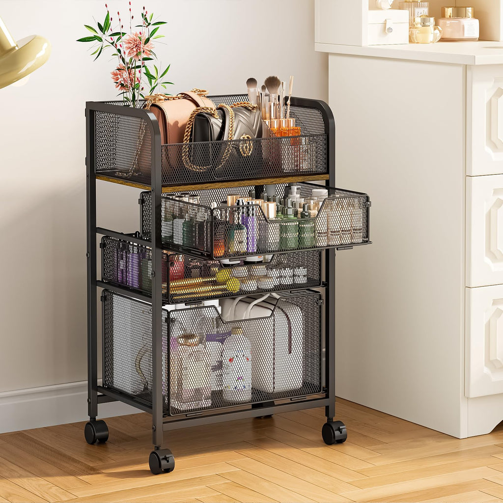 4-Tier Rolling Utility Cart with 3 Drawers T297