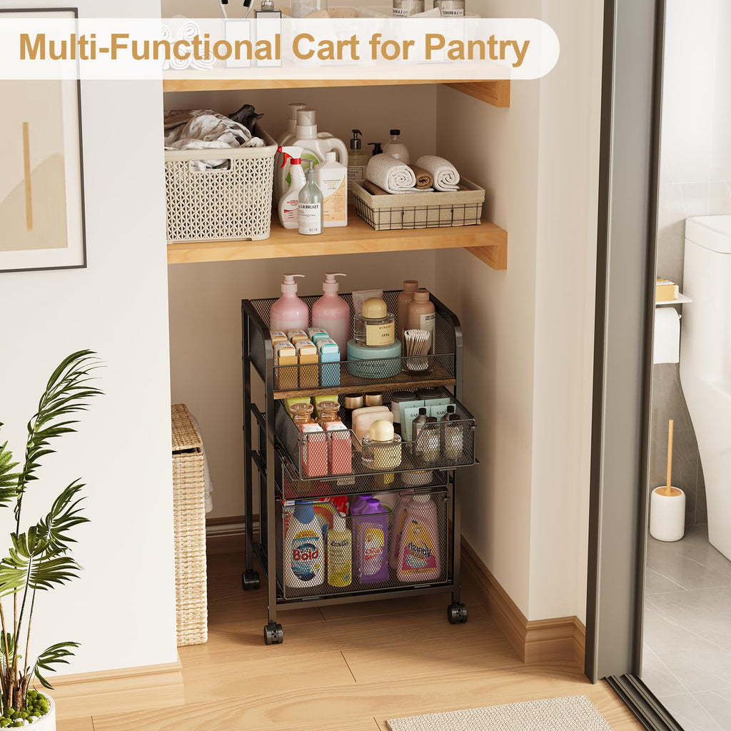 4-Tier Rolling Utility Cart with 3 Drawers T297