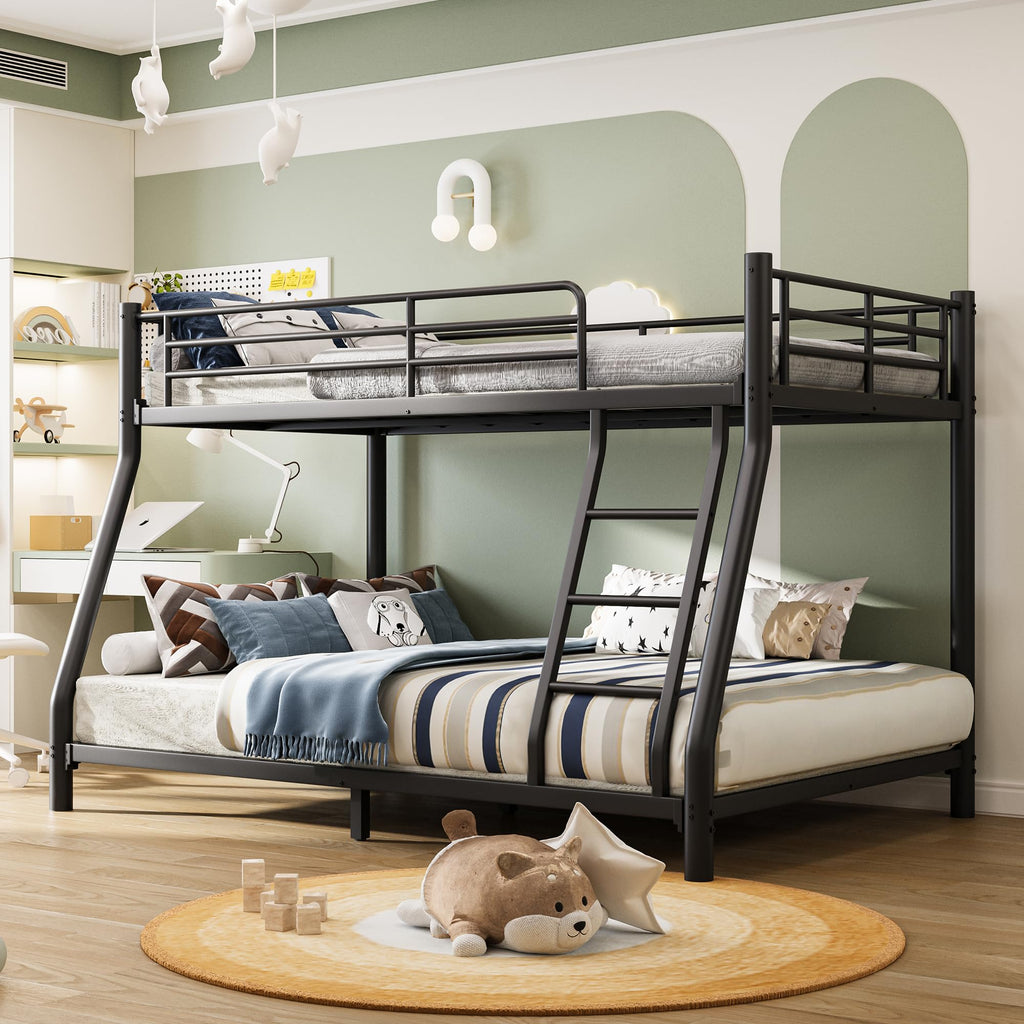 Twin Over Full Size Bunk Bed with Guardrail & Ladder Z827