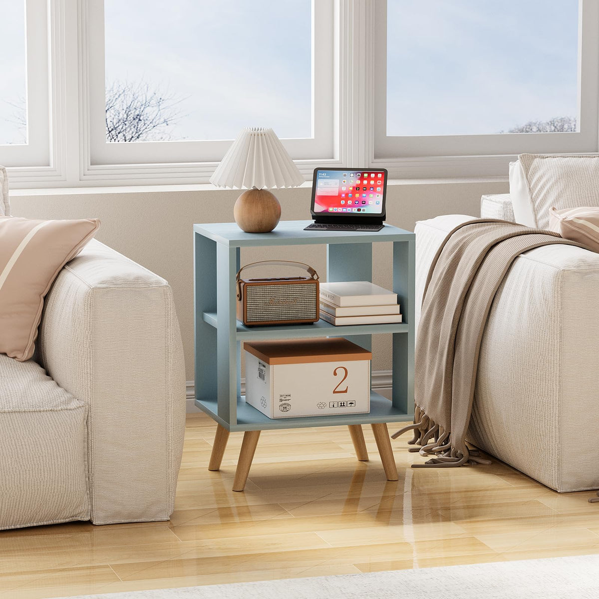 Blue 2-Tier Kids Nightstand I7376