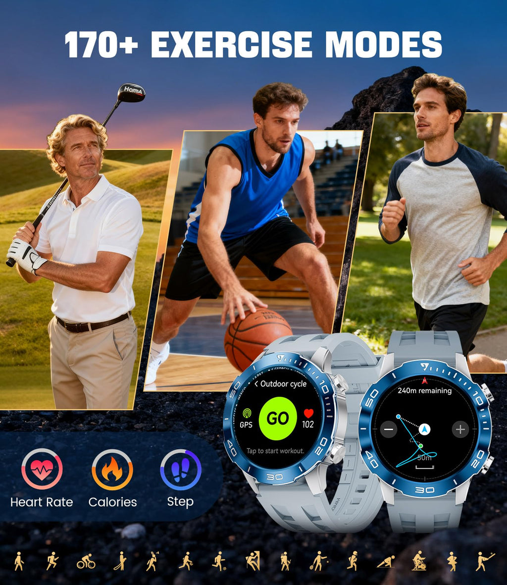 Smart Watch with Heart Rate SpO2 Sleep Monitor IP68 Waterproof Silver Blue 40mm F457533