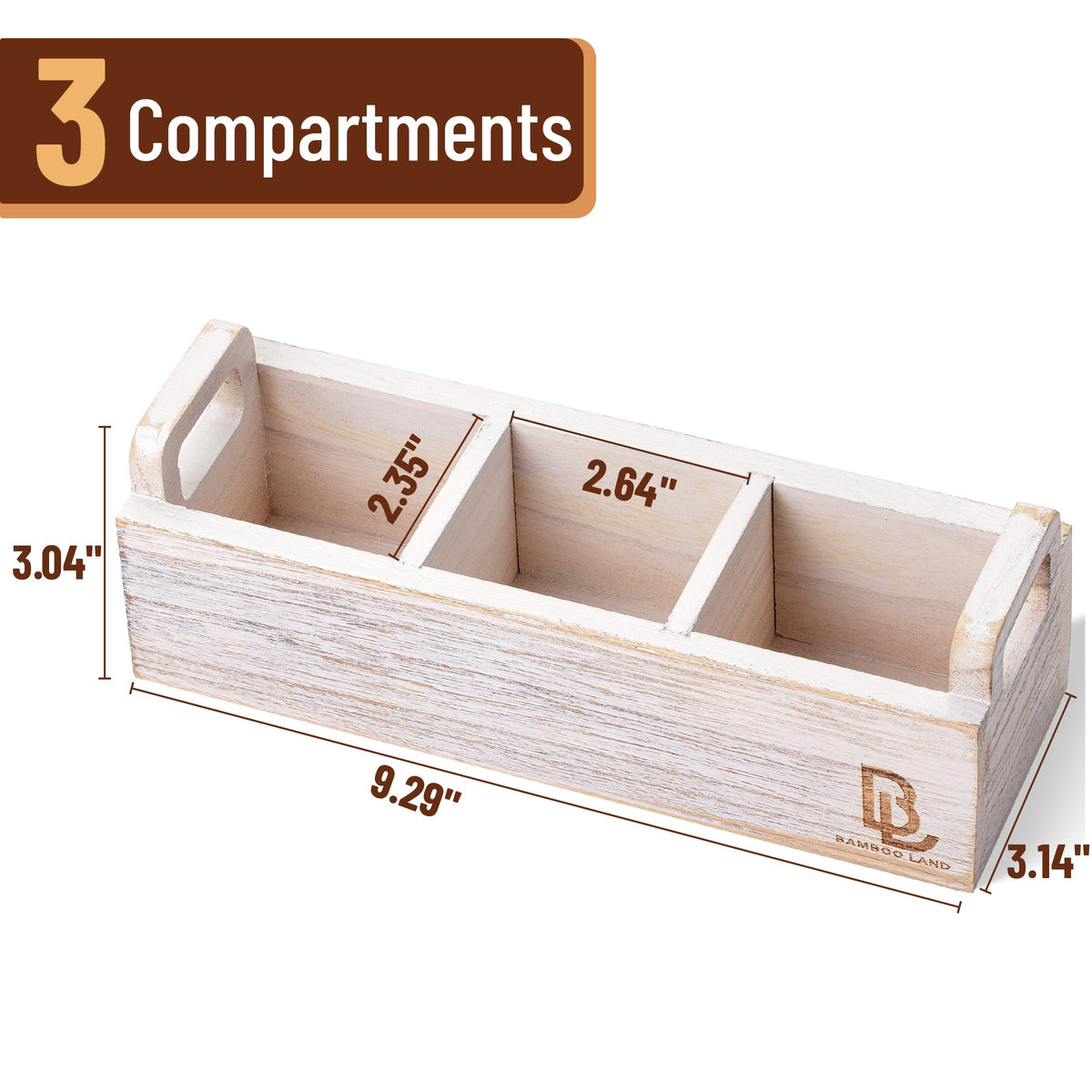 Wooden 3 Slot Tea Bag Organizer F967