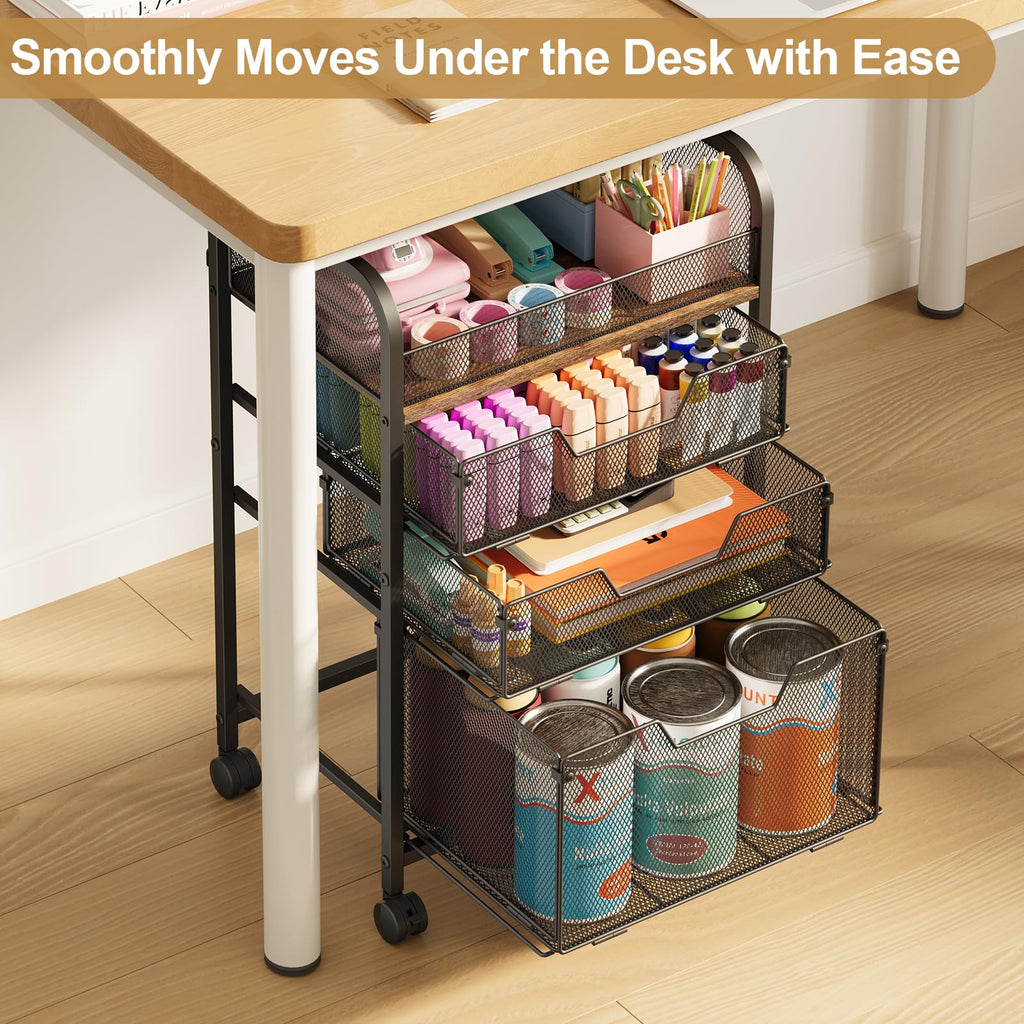 4-Tier Rolling Utility Cart with 3 Drawers T297