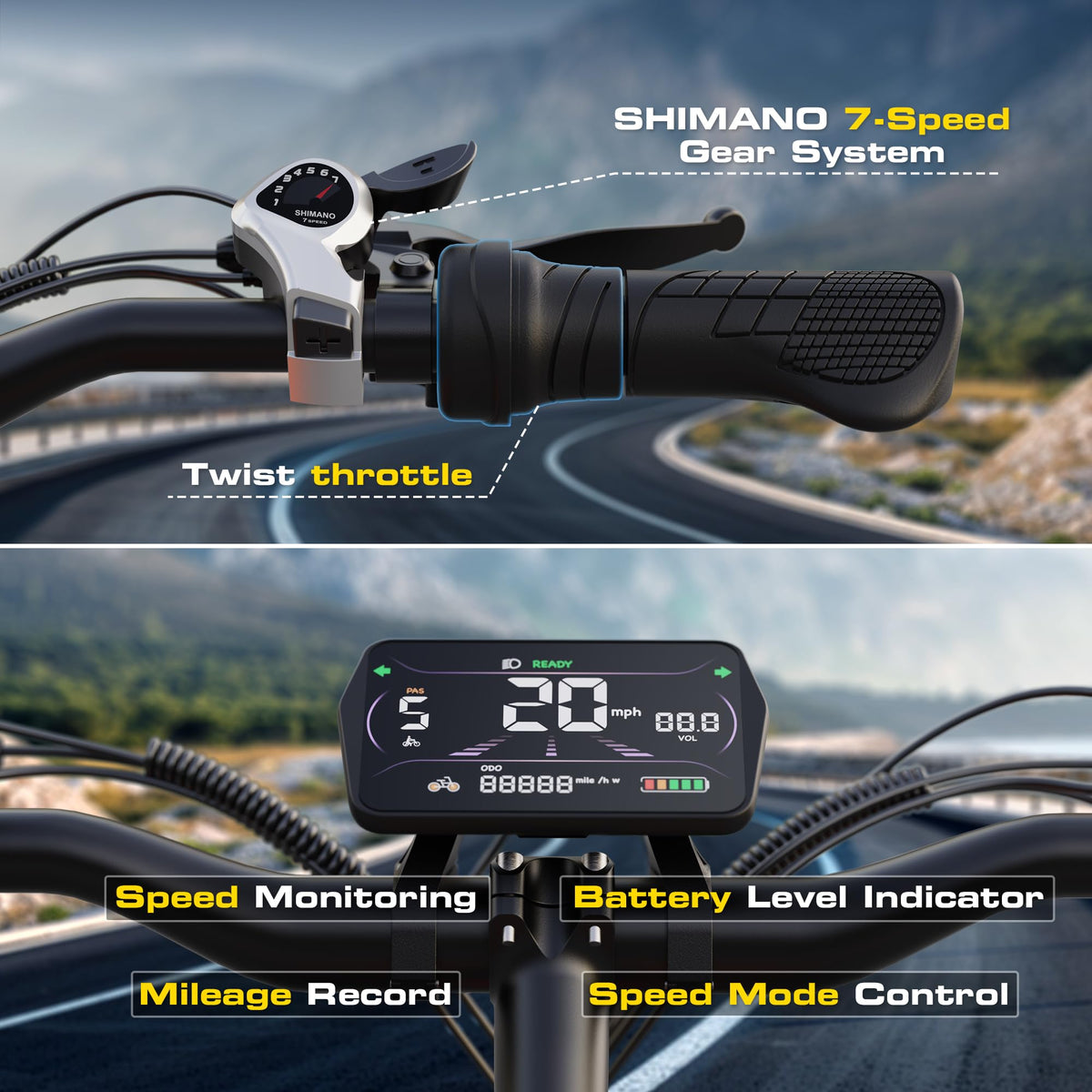 1000W Peak Motor 60+ Miles Fat Tire Electric Bike A2916