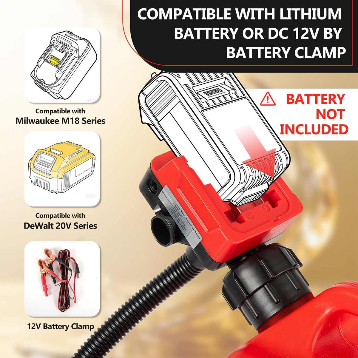 Cordless Gas Pump with Auto-Stop & Hand Nozzle, 51" Hose B26016