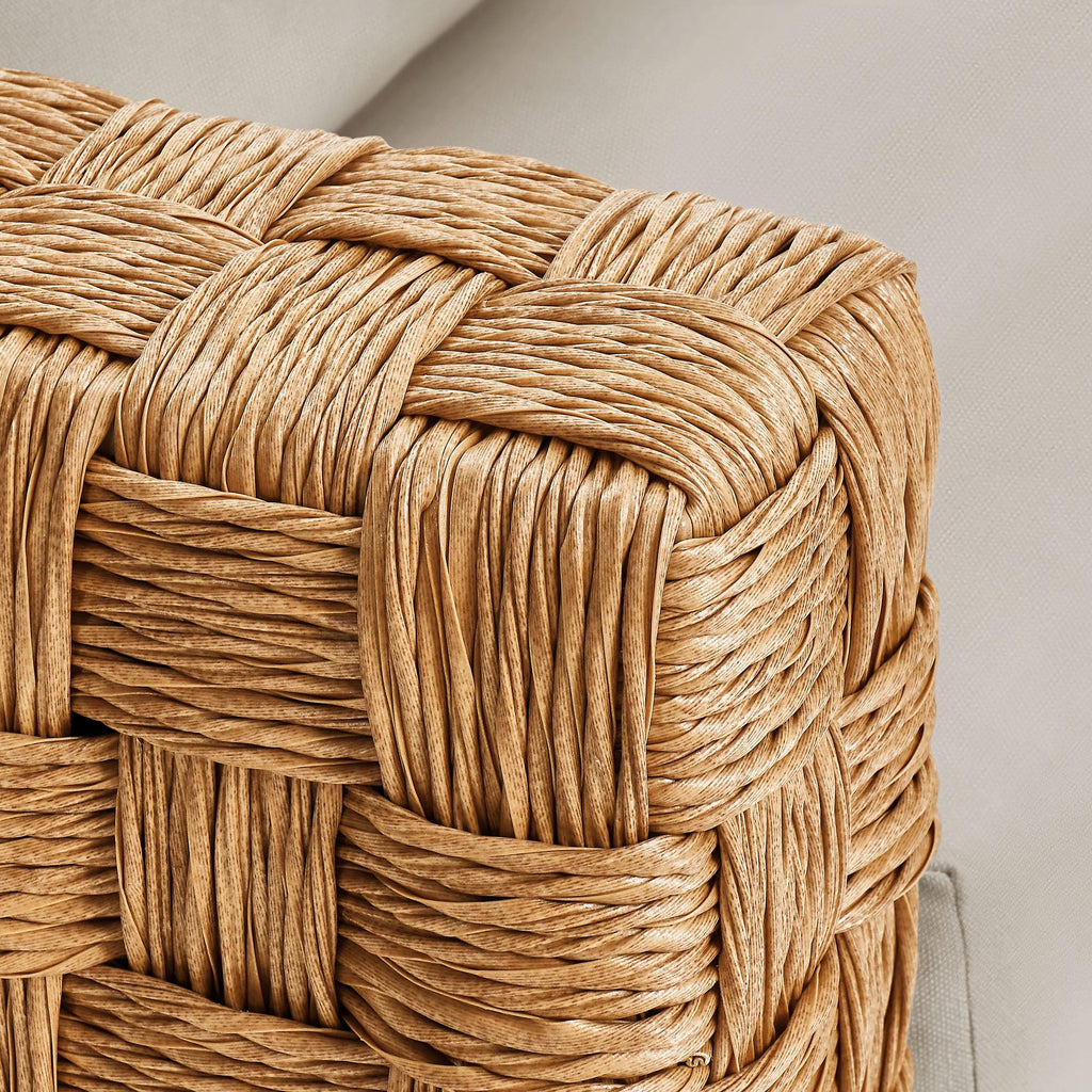 Natural Light Gray Wicker Rattan Outdoor Loveseat with Cushions N6336