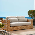 Natural Light Gray Wicker Rattan Outdoor Loveseat with Cushions N6336