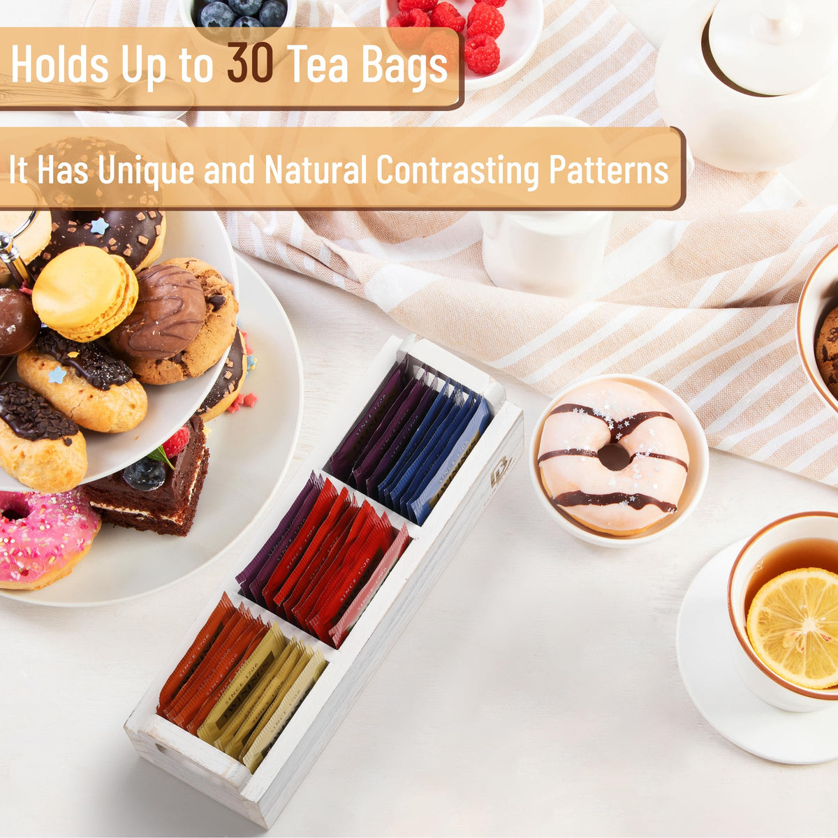 Wooden 3 Slot Tea Bag Organizer F967