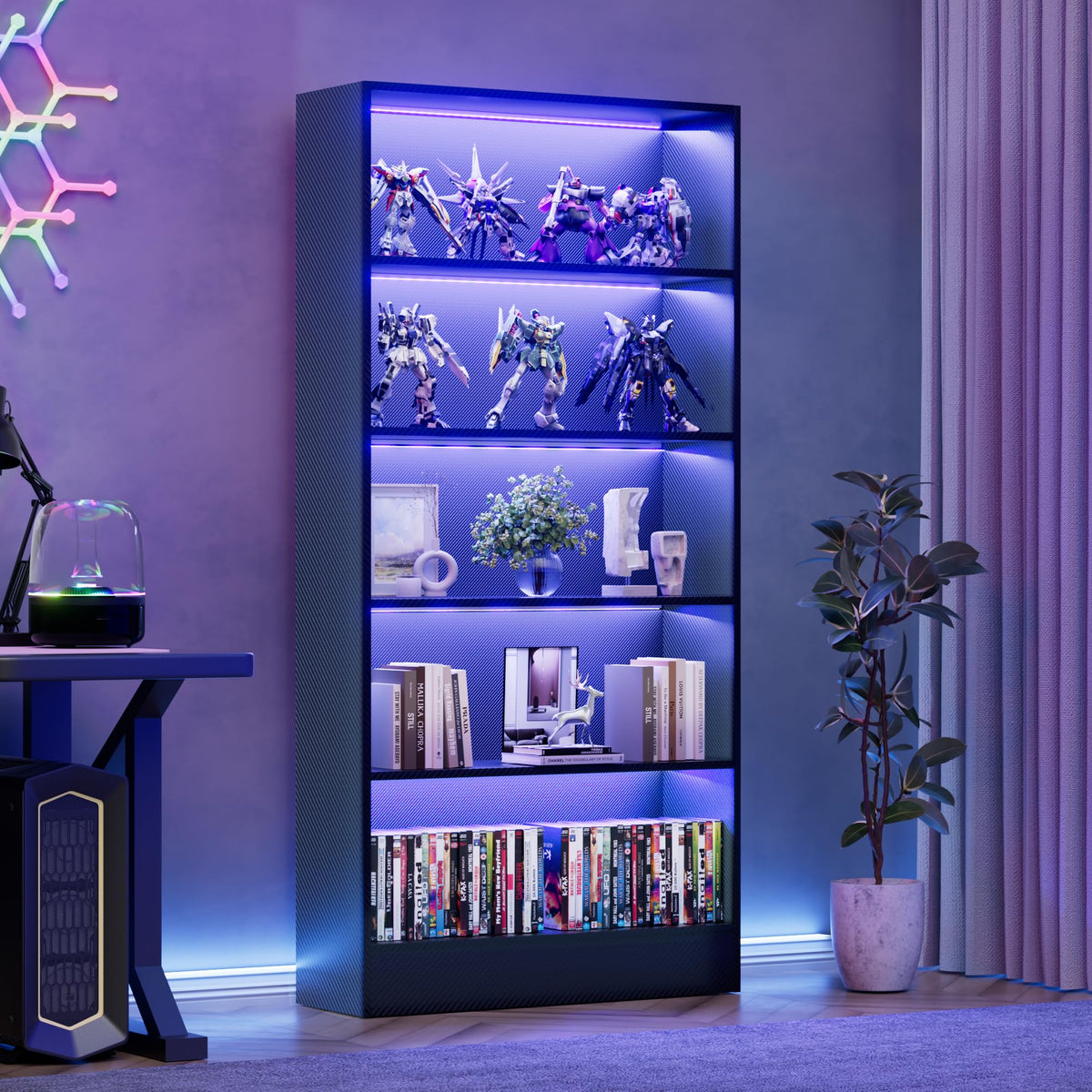 Black 5-Tier Wooden Bookshelf B869