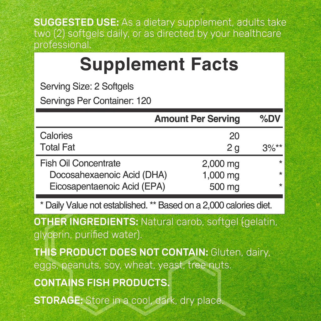 240 Softgels Lemon Flavor DHA 1000mg EPA 500mg Omega-3 Softgels X1004